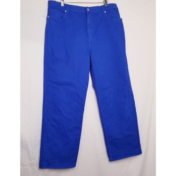 Ann Taylor LOFT Blue Denim Jeans 5 Pocket Straight Leg Size 14 - Picture 1 of 8